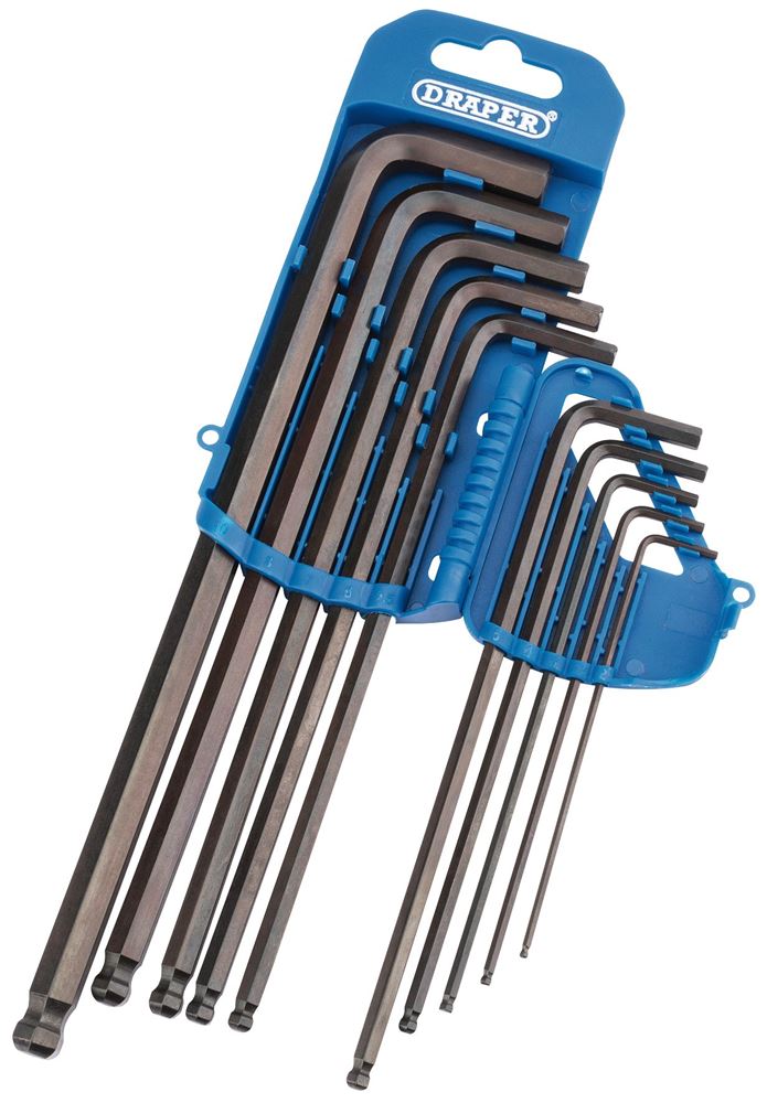 Draper MM LONG H/KEY BALL END 10PC 33719 Extra Long Metric Hex. and Ball End Hex. Key Set (10 Piece)