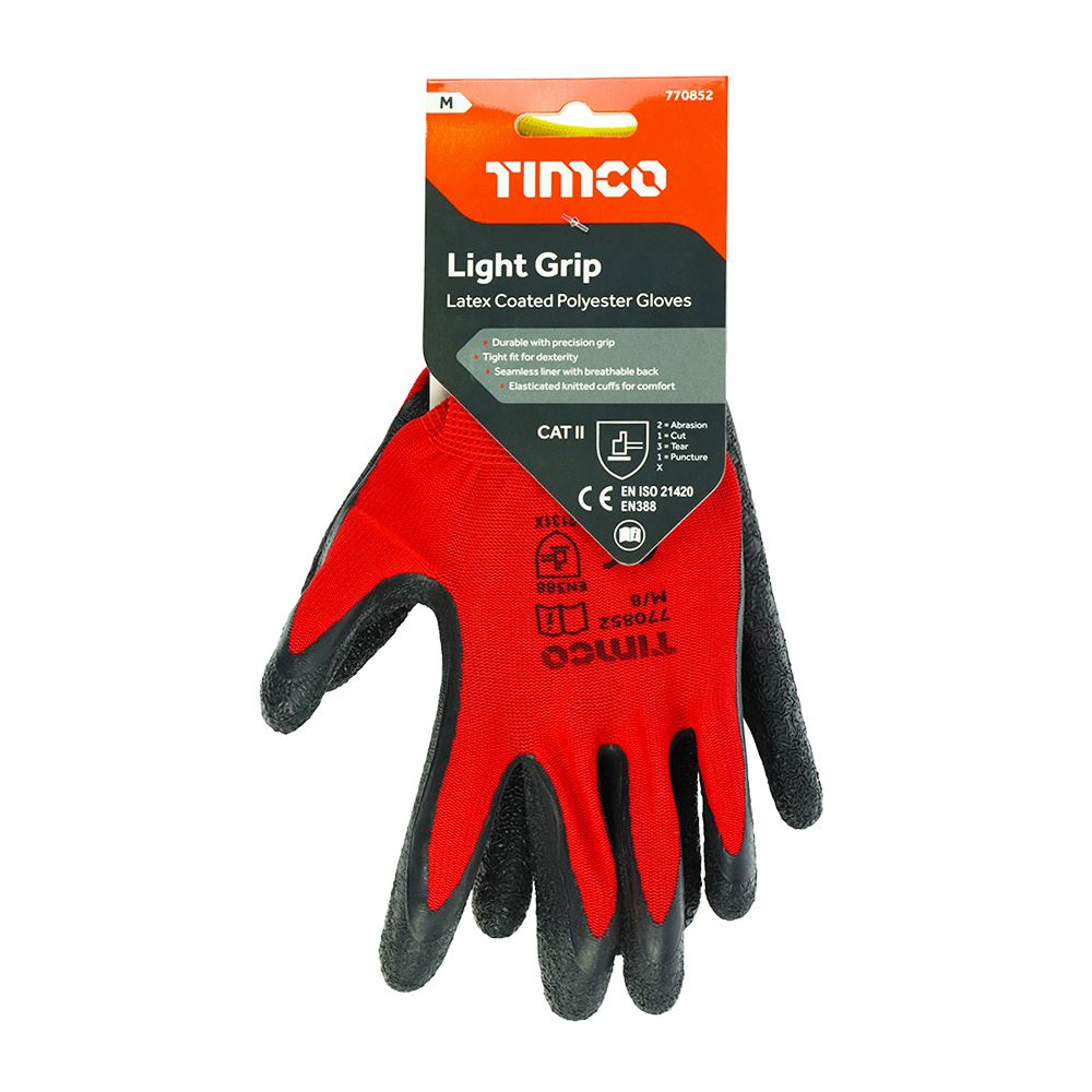 TIMCO Light Grip Glove Latex Crinkle Medium Pack 1