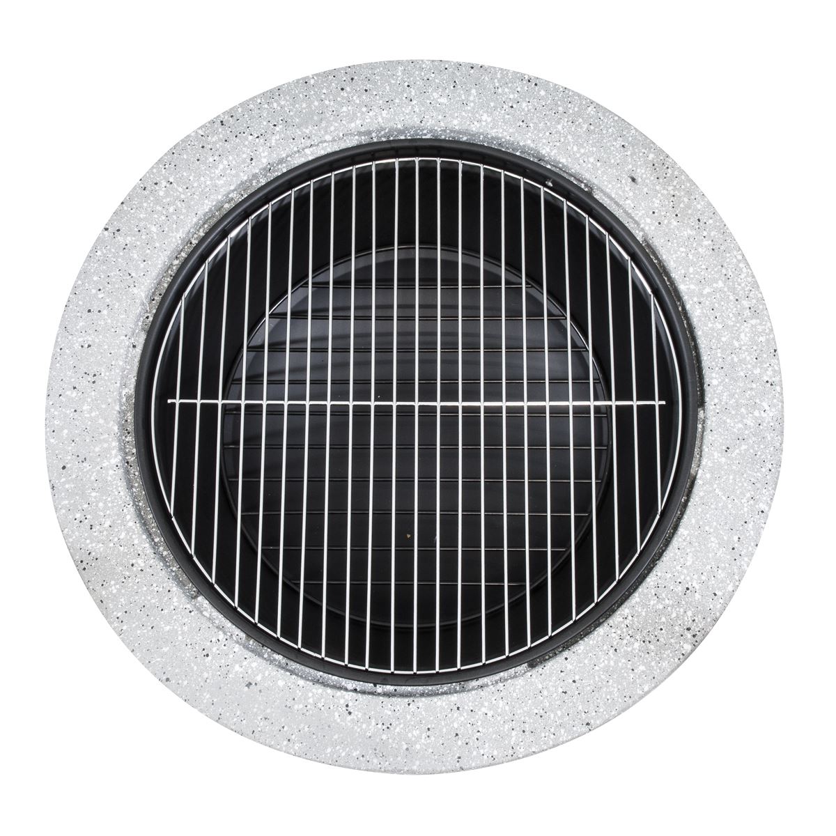 Dellonda DG190 Round MgO Fire Pit with BBQ Grill & Safety Mesh Screen 75cm - Light Grey | Magnesium Oxide | The fire pit is made from MgO (Magnesium