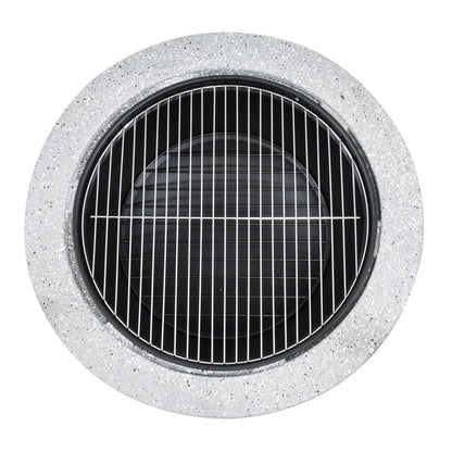Dellonda DG190 Round MgO Fire Pit with BBQ Grill & Safety Mesh Screen 75cm - Light Grey | Magnesium Oxide | The fire pit is made from MgO (Magnesium