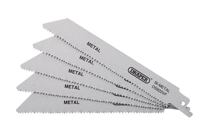 Draper RECIP SAW BLADE 5PCS - S922VF 43463 Bi-metal Reciprocating Saw Blades for Metal, 150mm, 10-14tpi (Pack of 5)
