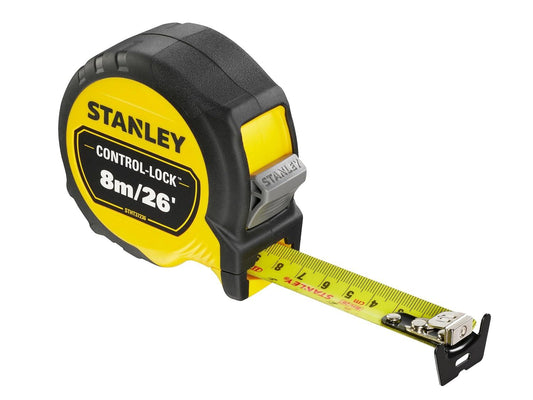 Stanley Control Lock Tape Measure 8m 25mm Heavy Duty Pocket Tape