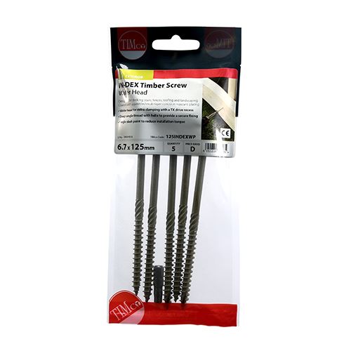 TIMCO In-Dex Timber Screw W/H - GRN 6.7 x 125 Green Pack 5