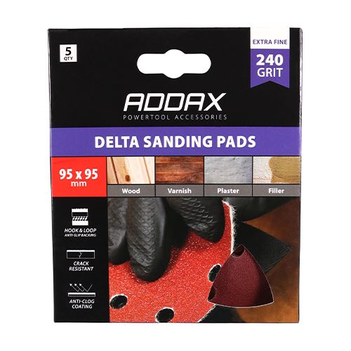 TIMCO Delta Sanding Pads P240 95 x 95mm Red Pack 5