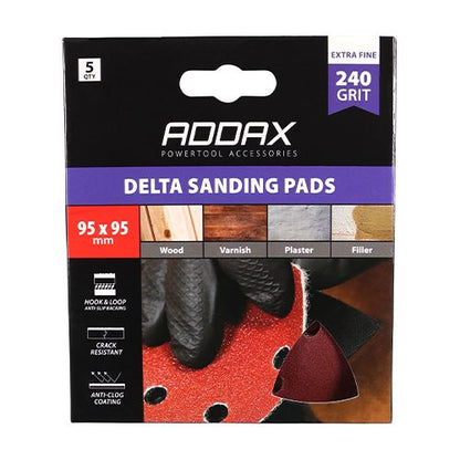 TIMCO Delta Sanding Pads P240 95 x 95mm Red Pack 5