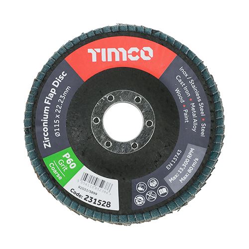 TIMCO Zirconium Flap Disc P60 115 x 22.23 Pack 1