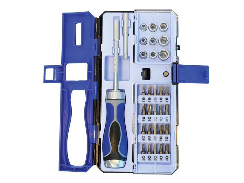 Faithfull FAISDSET33R Ratchet Screwdriver & Socket Set, 33 Piece |