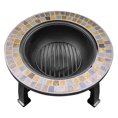 Dellonda DG111 76cm Deluxe Traditional Style Fire Pit/Fireplace/Outdoor Heater - Slate | Safety Screen | 76cm Deluxe fire pit is perfect for
