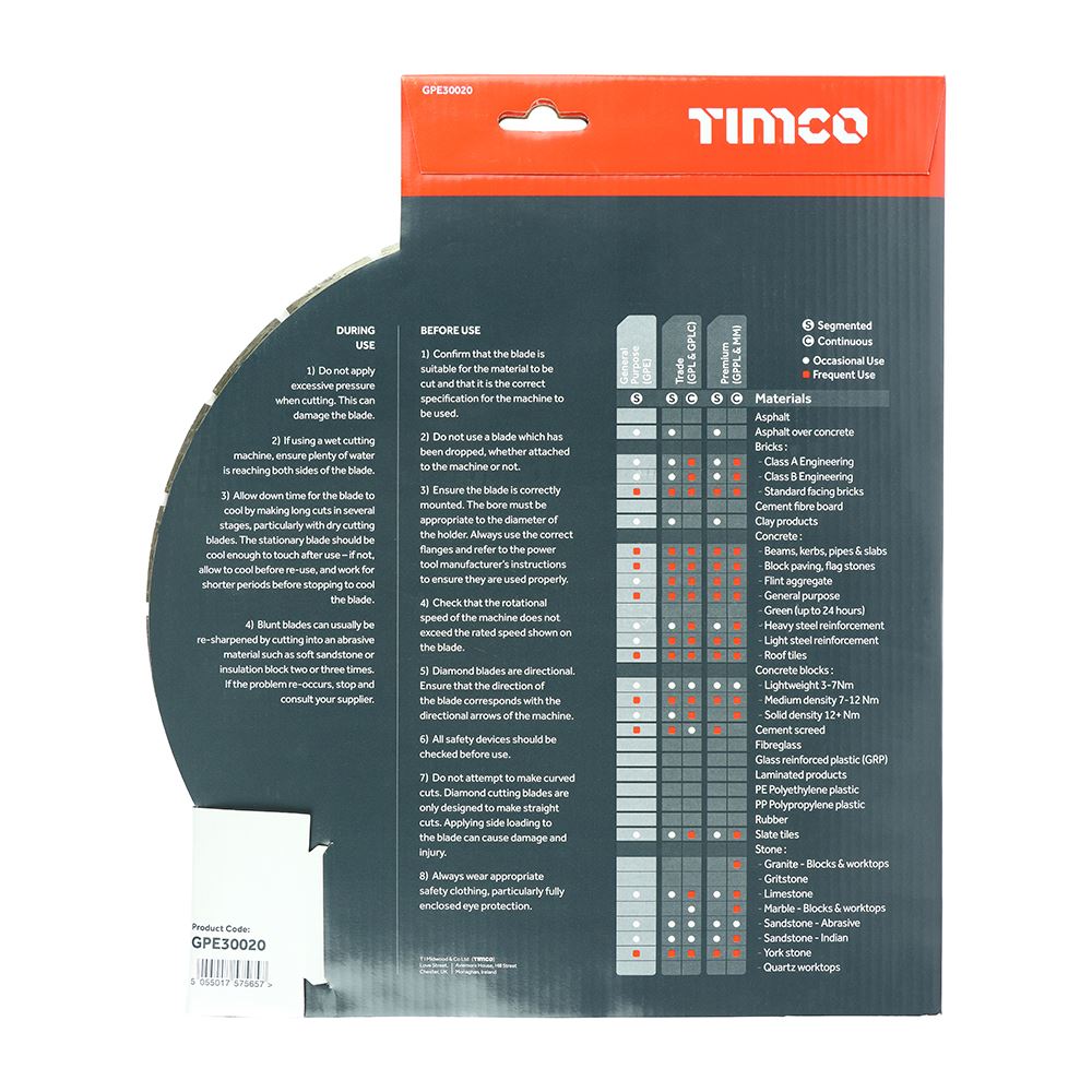 TIMCO GP Diamond Blade Seg 300 x 20.0 Pack 1