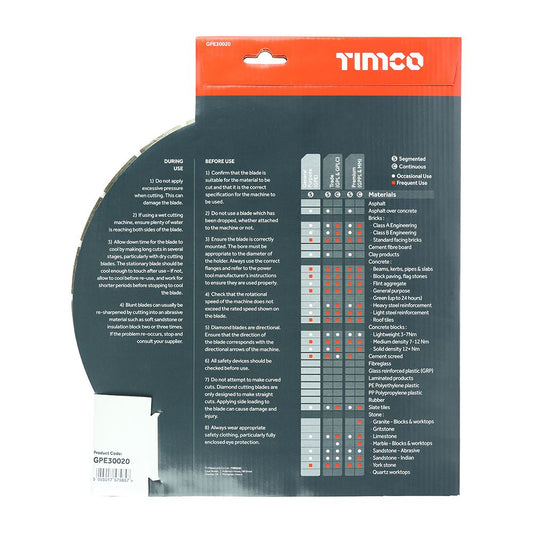 TIMCO GP Diamond Blade Seg 300 x 20.0 Pack 1