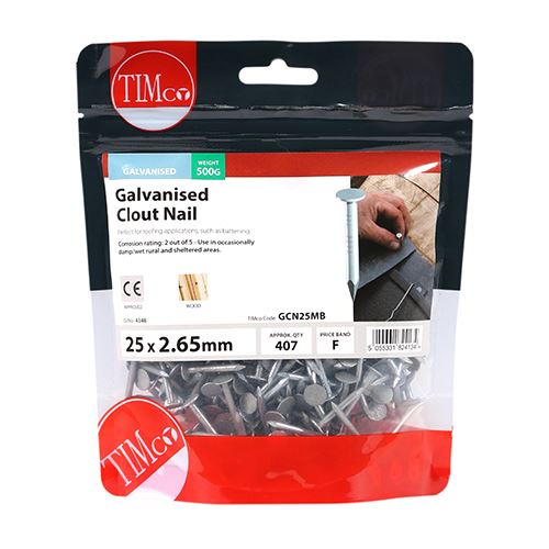 TIMCO Clout Nail - Galvanised 25 x 2.65 Pack 0.5