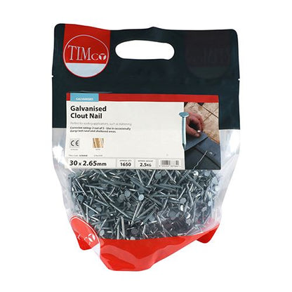TIMCO Clout Nails - Galvanised 30 x 2.65 Pack 2.5