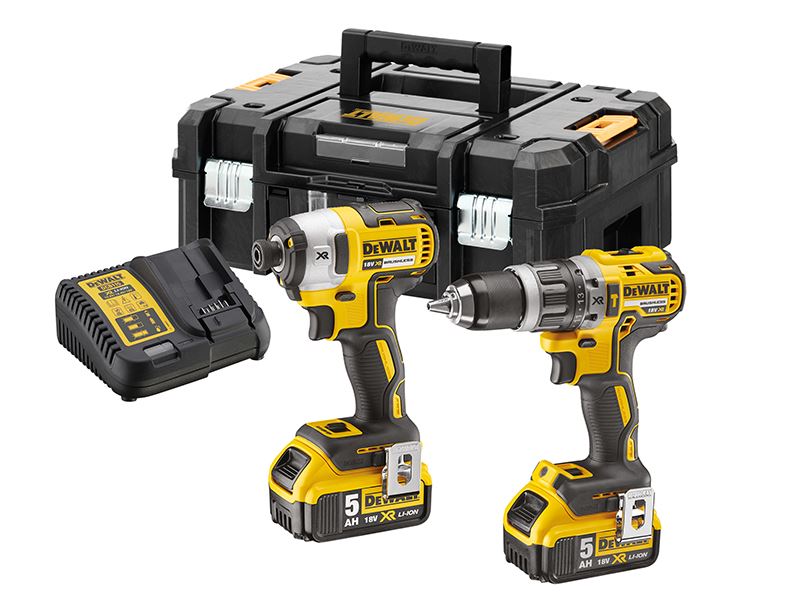 DEWALT 18V XR Brushless Twin Pack Combi Drill Impact Driver 2x5Ah