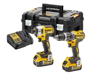 DEWALT 18V XR Brushless Twin Pack Combi Drill Impact Driver 2x5Ah