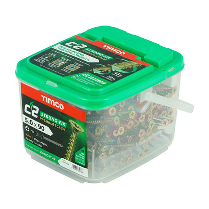 TIMCO C2 Strong-Fix PZ2 CSK ZYP 5.0 x 90 Gold Pack 325