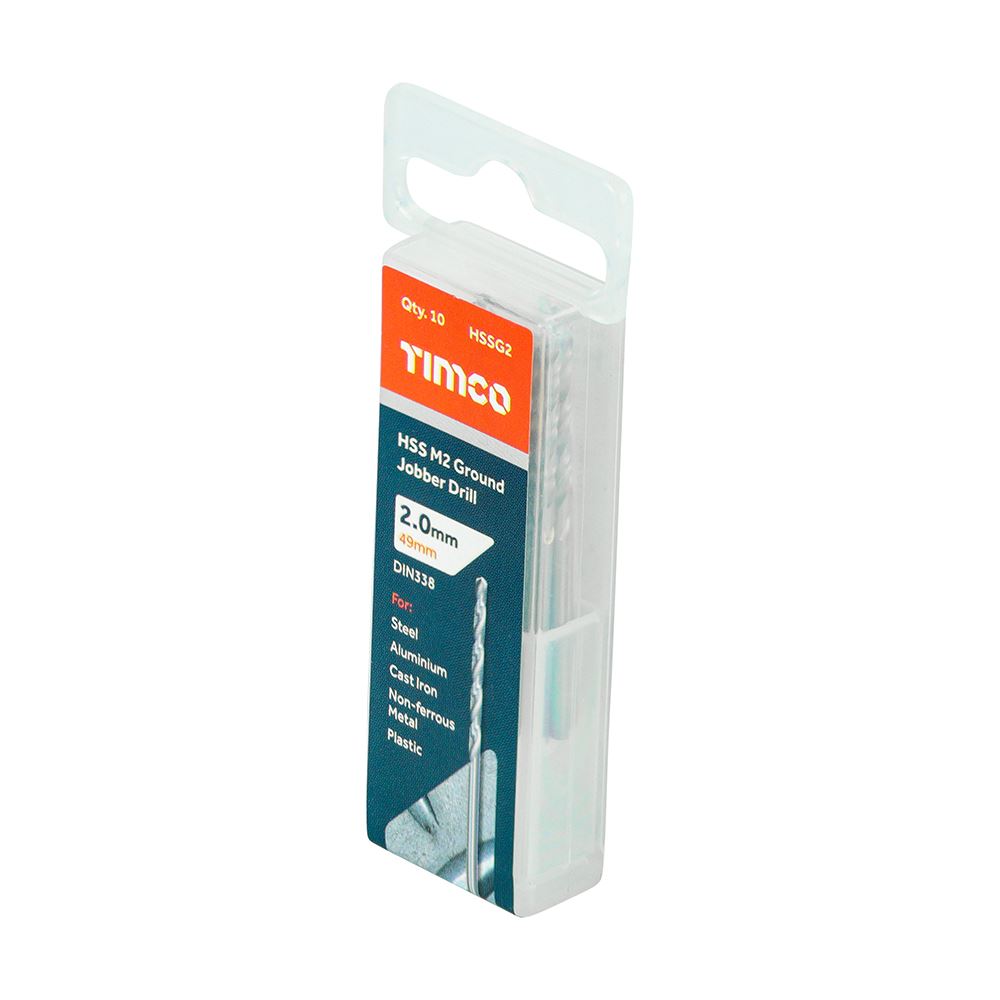 TIMCO HSS-G Jobber Drill Bit M2 2.0mm Pack 10