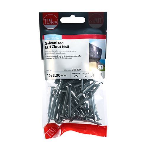 TIMCO Clout Nail ELH - Galvanised 40 x 3.00 Pack 75