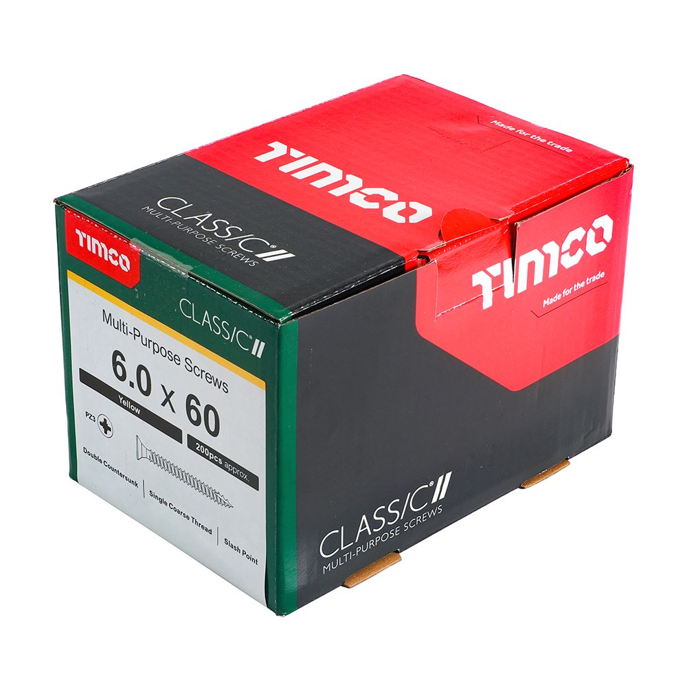 TIMCO Classic Screw PZ3 CSK ZYP 6.0 x 60 Gold Pack 200