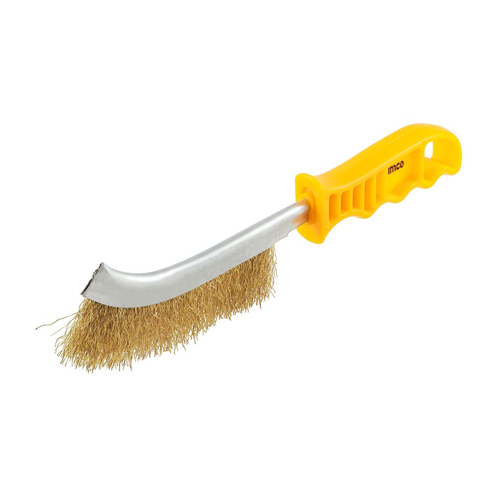 TIMCO Yellow Handle Wire Brush Brass 255mm Yellow Pack 1