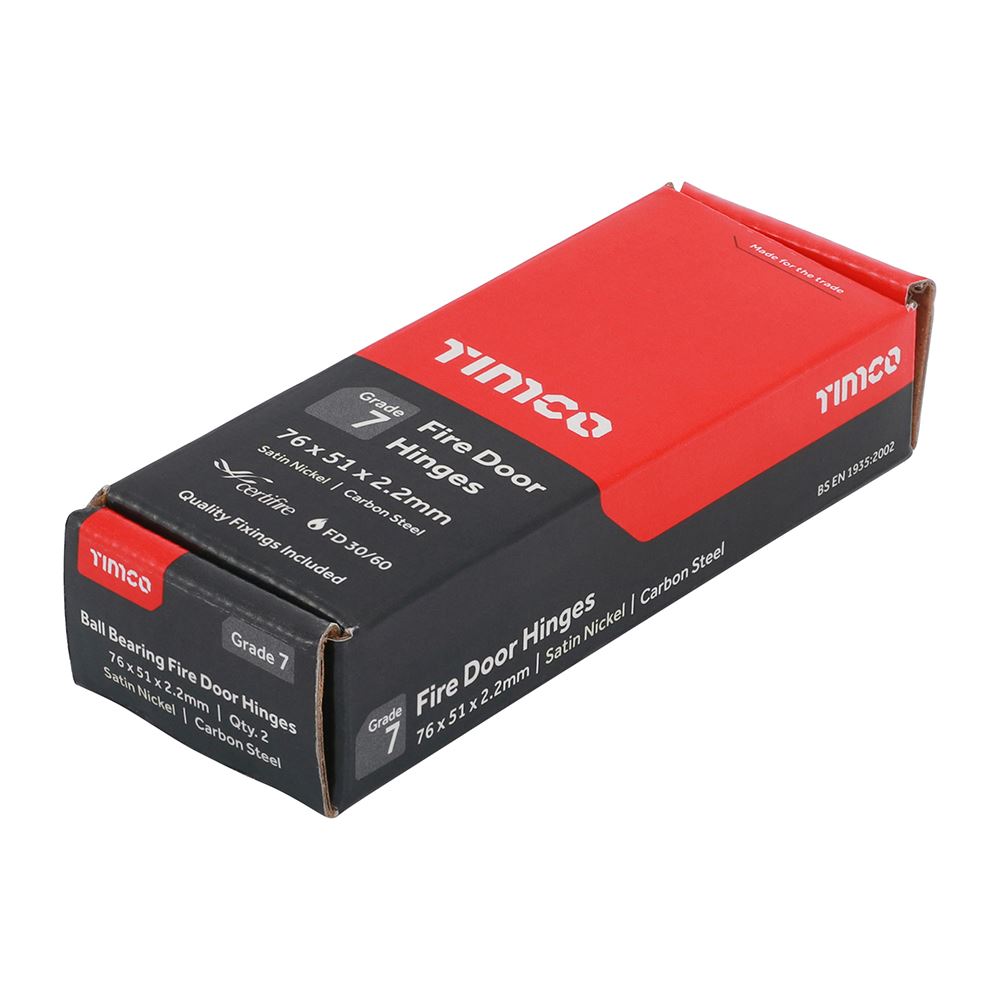TIMCO 7 Fire Door Hinge SN 76 x 51 x 2.2 Pack 2