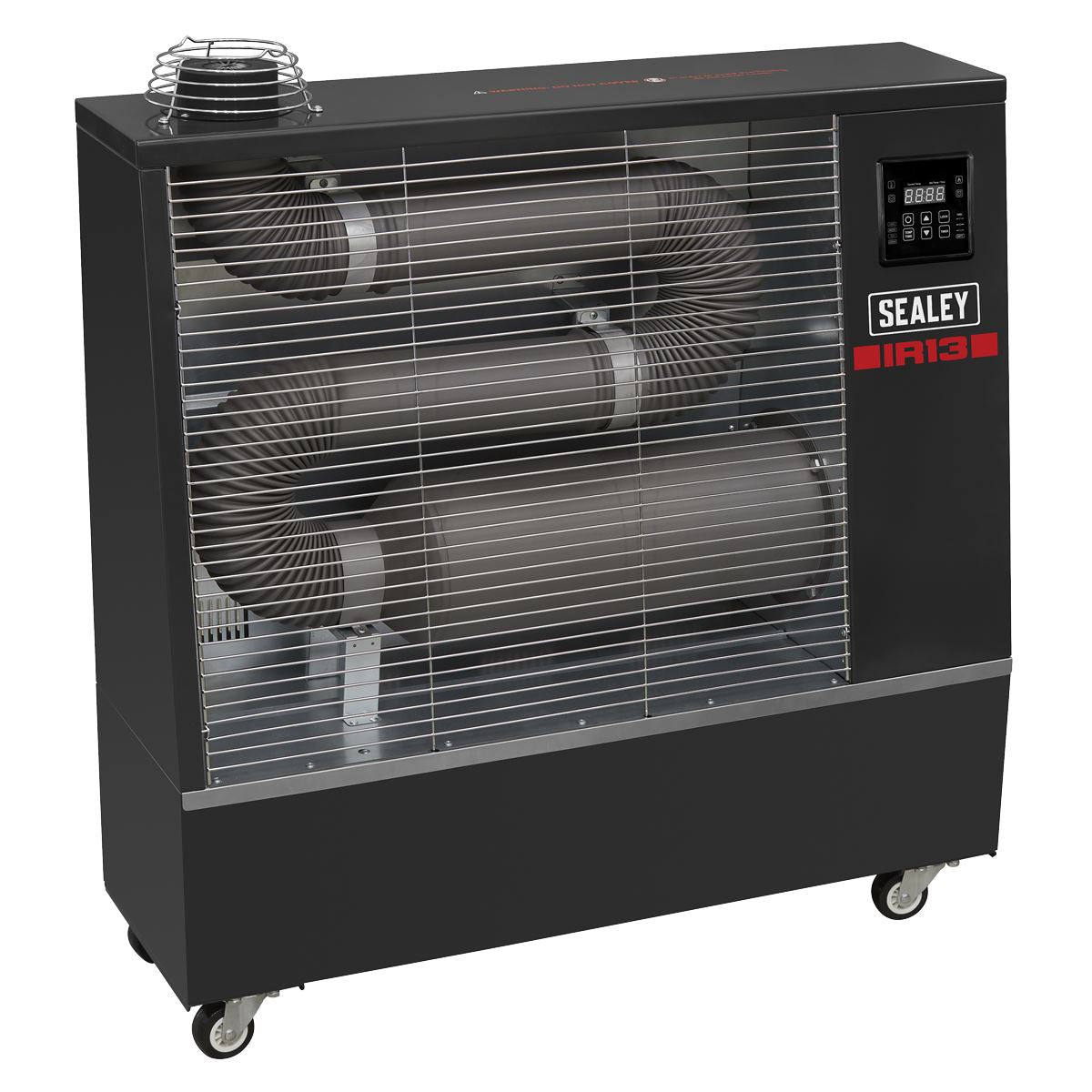Sealey IR13 Industrial Infrared Diesel Heater 13kW | 44,500btu/hr(13kW), 80W, 230V~50Hz, Thermostat, Timer, Wheels, Overheat Protection