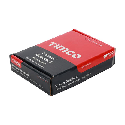 TIMCO 3 Lever Deadlock Sat. Nickel 78mm Pack 1