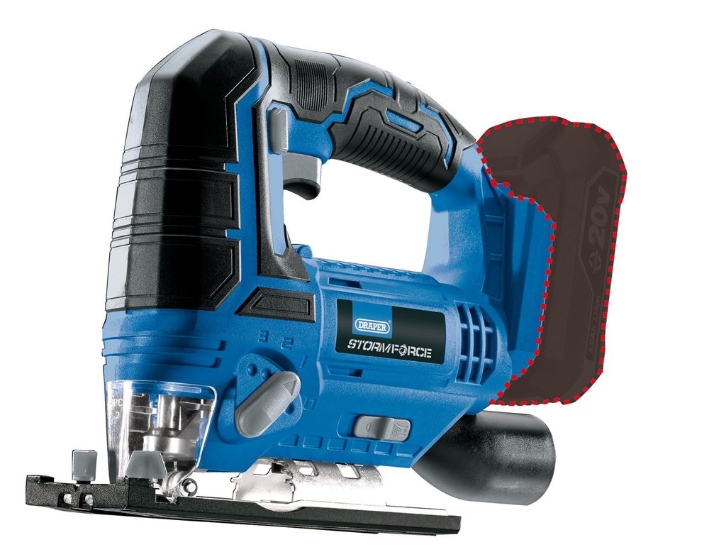 89477 Draper Storm Force Storm Force 20V Jigsaw (Sold Bare) CJ20SF 20V Storm Force Power Interchange Range Professional Trade DIY Workshop Garage Us