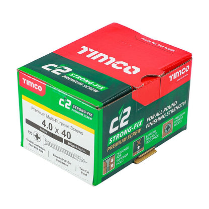 TIMCO C2 Strong-Fix PZ2 CSK ZYP 4.0 x 40 Gold Pack 200
