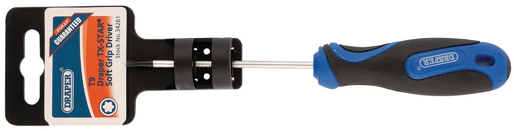 Draper T9X75MM TX-STAR S/DRIVER PCKD 34261 Draper TX-STARÂ® Soft Grip Screwdrivers