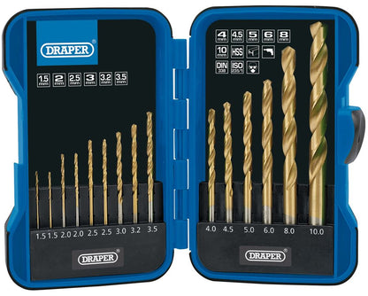 Draper HSS TI DRILL BIT SET - 15PCS 18549 18549 Metric Titanium Nitride Coated HSS Drill Bit Set (15 Piece)