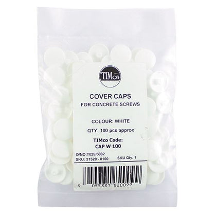 TIMCO Multi-Fix Screw Cover Cap WHITE White Pack 100
