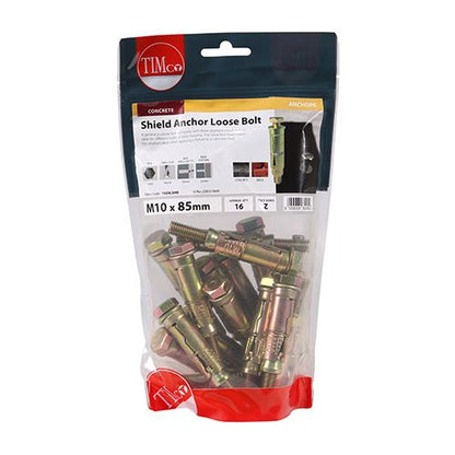 TIMCO Shield Anchor Loose Bolt - ZYP M10:25L (M10 x 85) Gold Pack 16