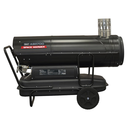 Sealey ABI1700 Space Warmer Indirect Kerosene/Diesel Heater with Wheels 170,000Btu/hr | 170,607Btu/hr(50kW), 230v~50Hz, Thermostat, Wheels