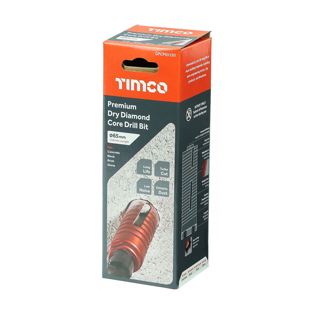 TIMCO Dry Diamond Core Bit 65 x 150mm Pack 1