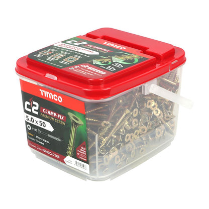TIMCO C2 Clamp-Fix TX25 CSK ZYP 5.0 x 50 Gold Pack 600