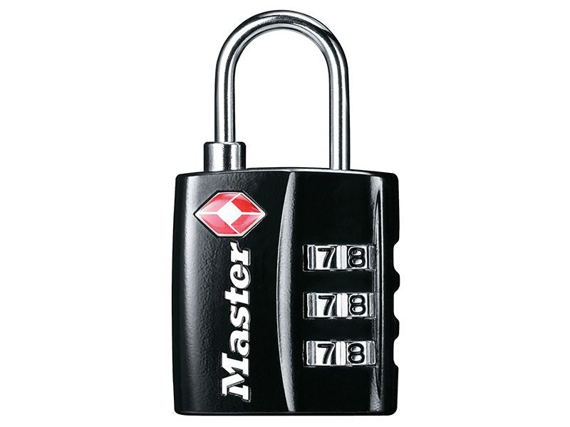 MasterLock 4680EURDBLK TSA 3-Digit Combination Black Finish 30mm Padlock
