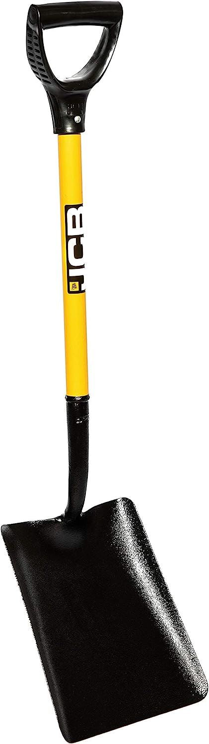 JCB JCBSS2S01 Site Shovel 250x300mm Blade Heavy Duty Steel Square Mouth Professional Contractor Shovel Building Shovel