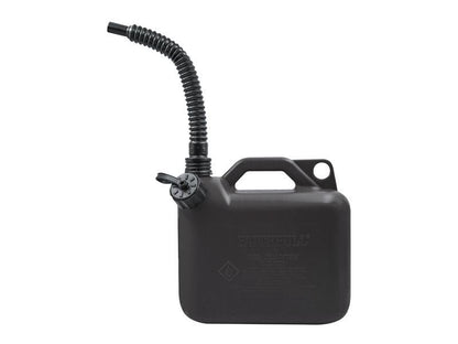 Faithfull Black HDPE Plastic Fuel Can 5L with Spout Automotive Garage Workshop Fuel Storage Transfer