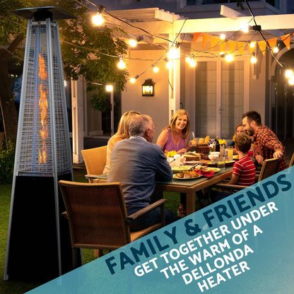Dellonda DG98 Pyramid Gas Outdoor Garden Patio Heater 13kW Commercial & Home Use | Tip-Over Switch, Adjustable | Innovative design of Gas Flame