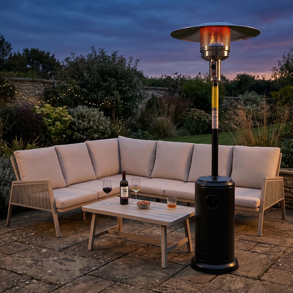 Dellonda DG1 Outdoor Garden Gas Patio Heater 13kW Commercial & Domestic Use, Black | Wheels, Tip-Over Switch, Adjustable