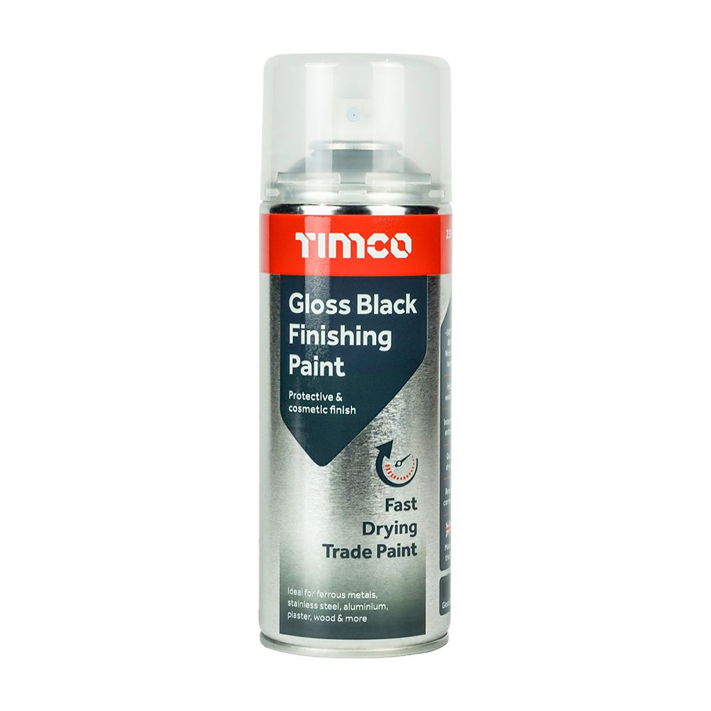 TIMCO Finishing Paint Gloss Black Black 380ml Pack 1.0