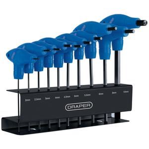 Draper MM HEX KEY SET T-HANDLE 10PC 33869 Metric T-Handle Hexagon Key Set (10 Piece)