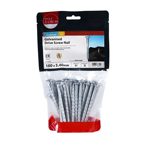 TIMCO Drive Screw - Galvanised 100 x 5.40 Pack 1