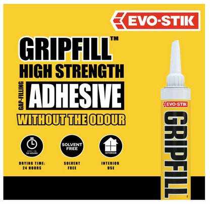 EVO-STIK Gripfill Solvent Free 350ml White High Strength Gap Filling Grab Adhesive for Wood Plasterboard Brick Concrete UPVC