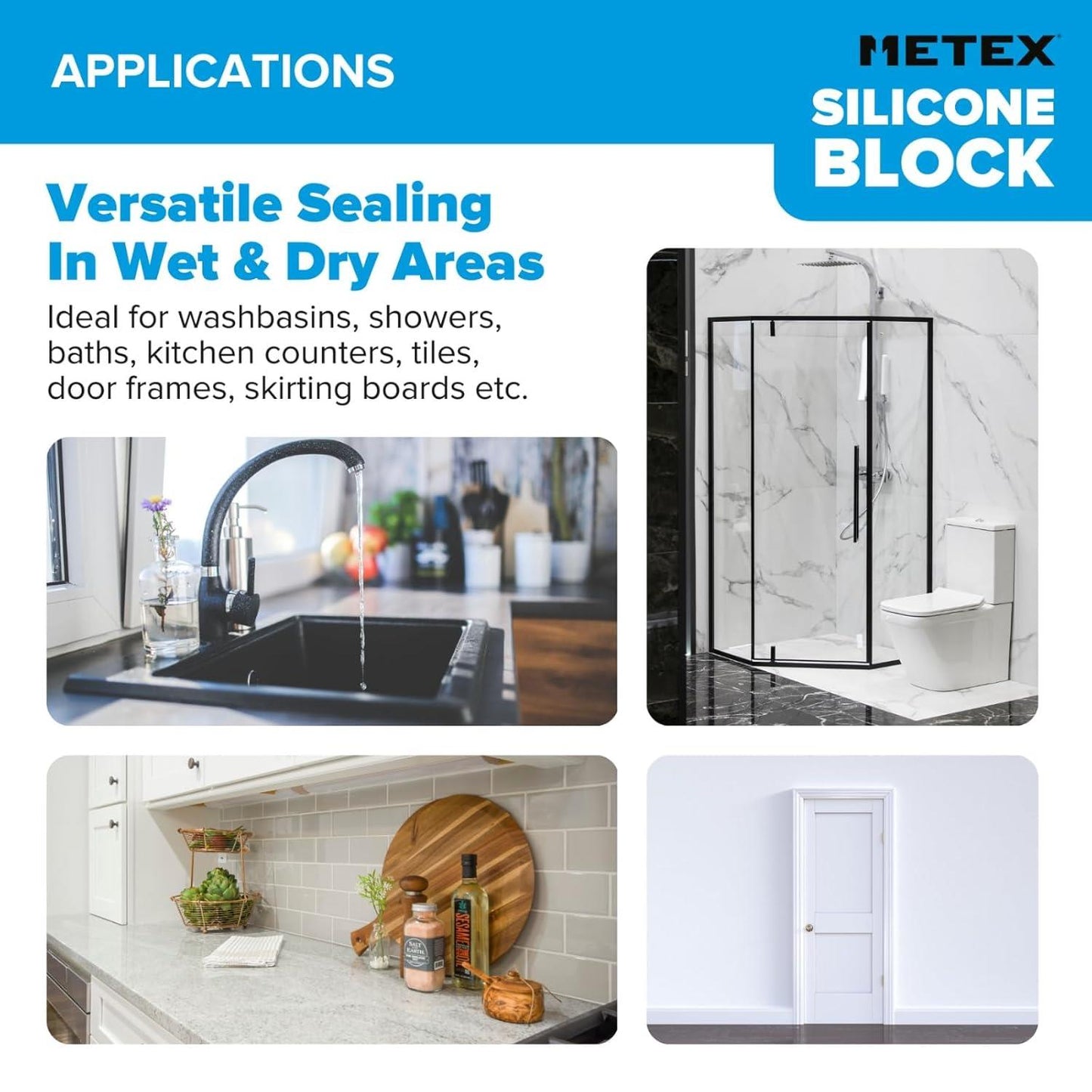 Silicone Block - 5 In 1 Easy Grip Sealant Shaping & Finishing Caulking Tool - Creates A Consistent Width Bead