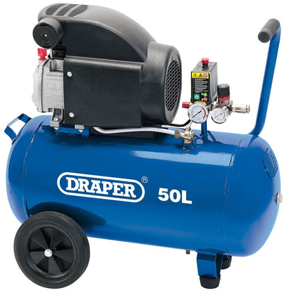 Draper AIR COMPRESSOR 50LT-2HP 230V 24981 24981 Direct Drive Oiled Air Compressor, 50L, 1.5kW