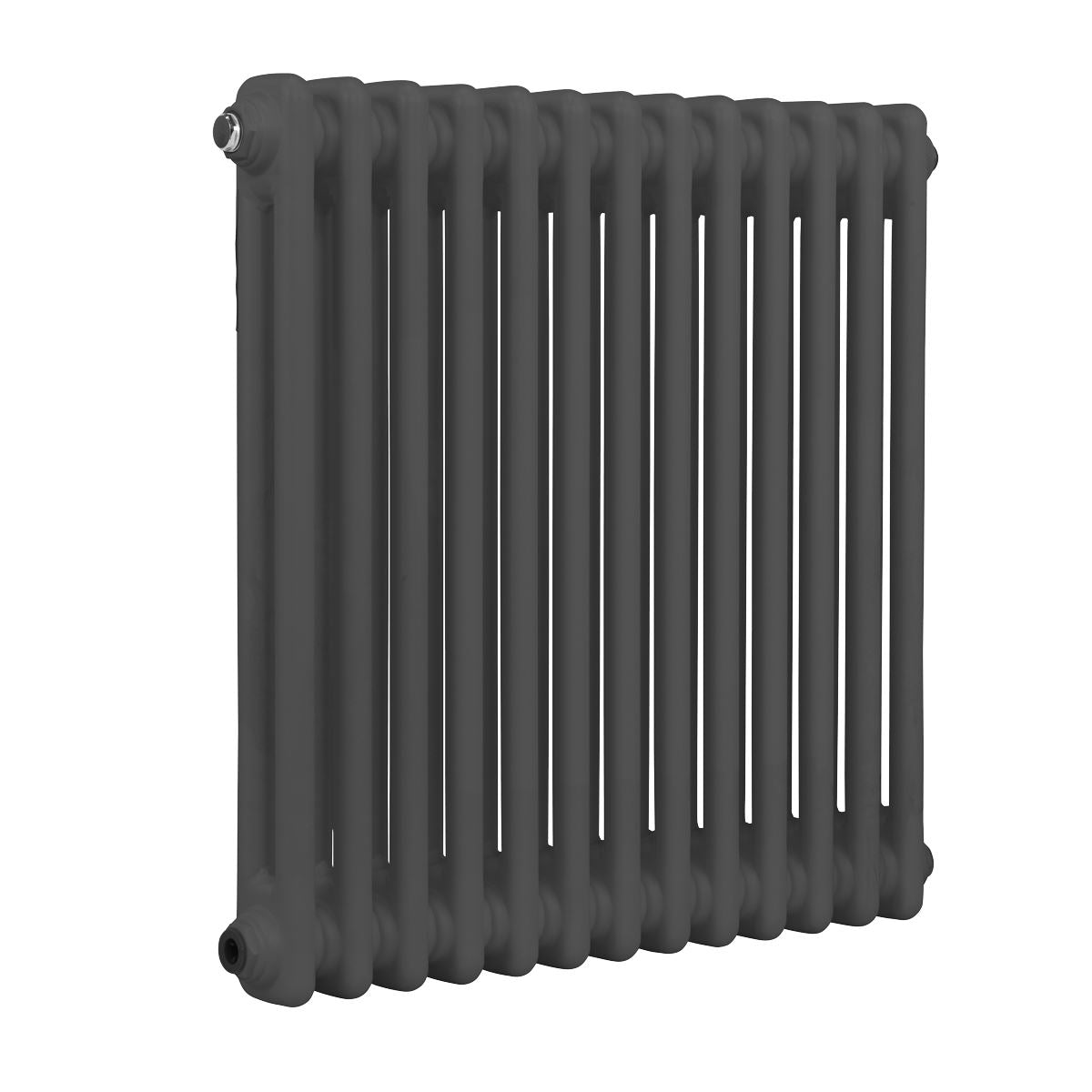 Baridi DH357 Horizontal Traditional 2 Column Radiator 600 x 607mm - Anthracite | Steel | Horizontal traditional two column radiator delivers a BTU