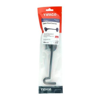 TIMCO Cabin Hook Cast Iron Black 8" Black Pack 1