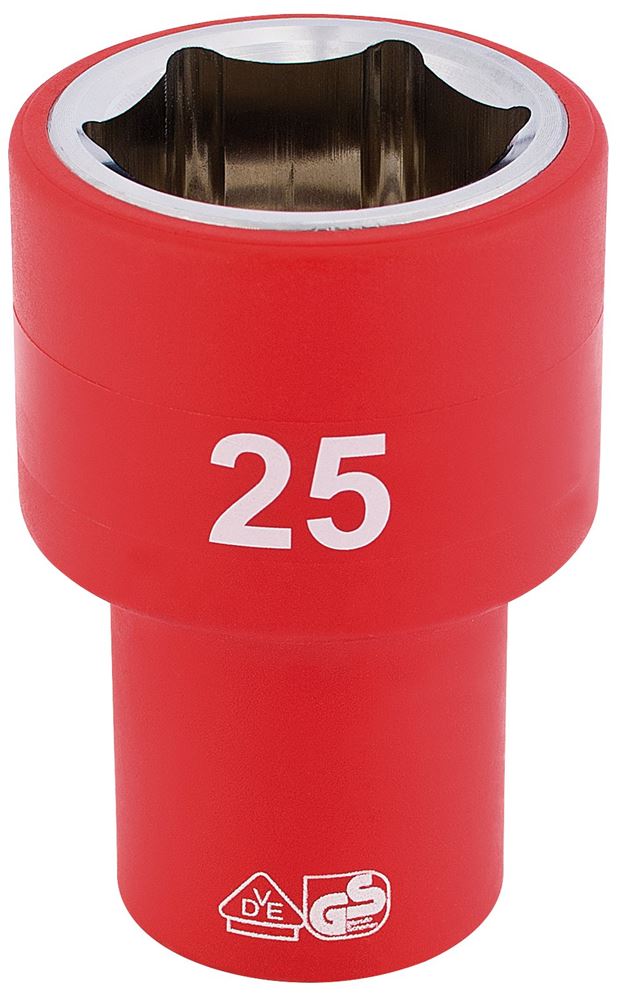 Draper 25MM VDE 1/2 INSUL. SOCKET 31961 31961 Metric VDE Sockets, 1/2" Sq. Dr.