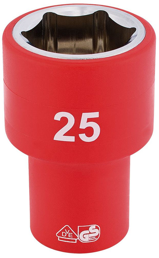 31961 Draper Expert Expert Fully Insulated VDE Socket, 1/2 Sq. Dr., 25mm H6VDE-MM/B 1/2 VDE Sockets Professional Trade DIY Workshop Garage Use